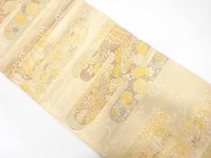 ヱ霞に流水・花模様織出し袋帯